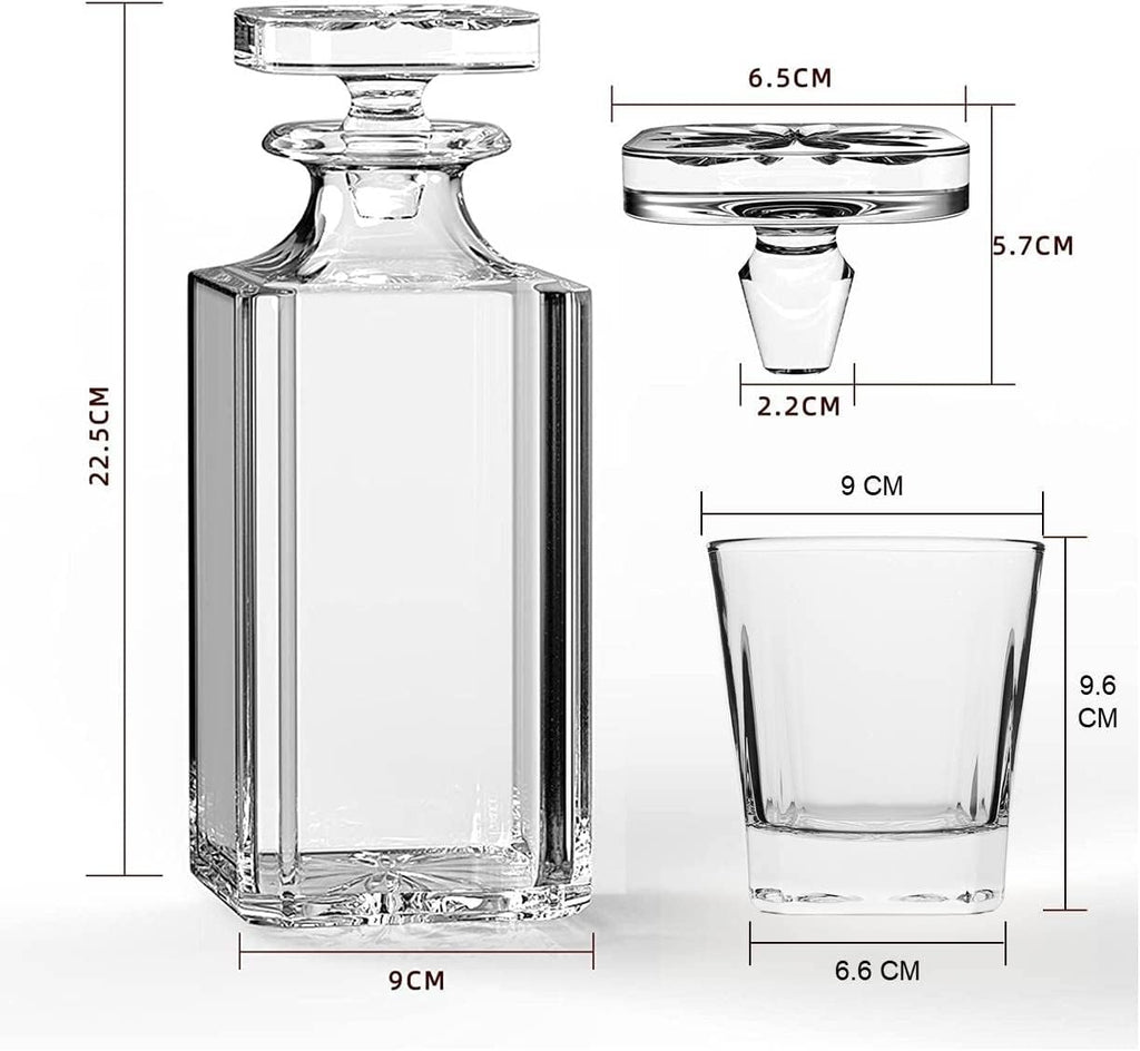 Whiskey Decanter Glasses Set Lead-Free Crystal Glass Scotch Tasting Cups Wine Bottle for Drinking Irish Whisky - Set of 5