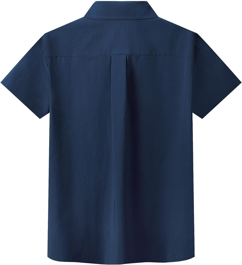 Boys Short Sleeve Button Down Dress Shirt with Chest Pocket