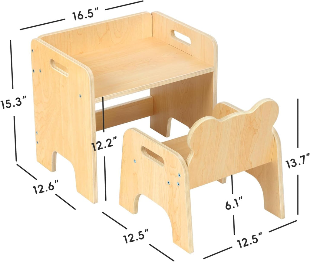 Montessori Weaning Table, Wooden Toddler Table and Chair Set
