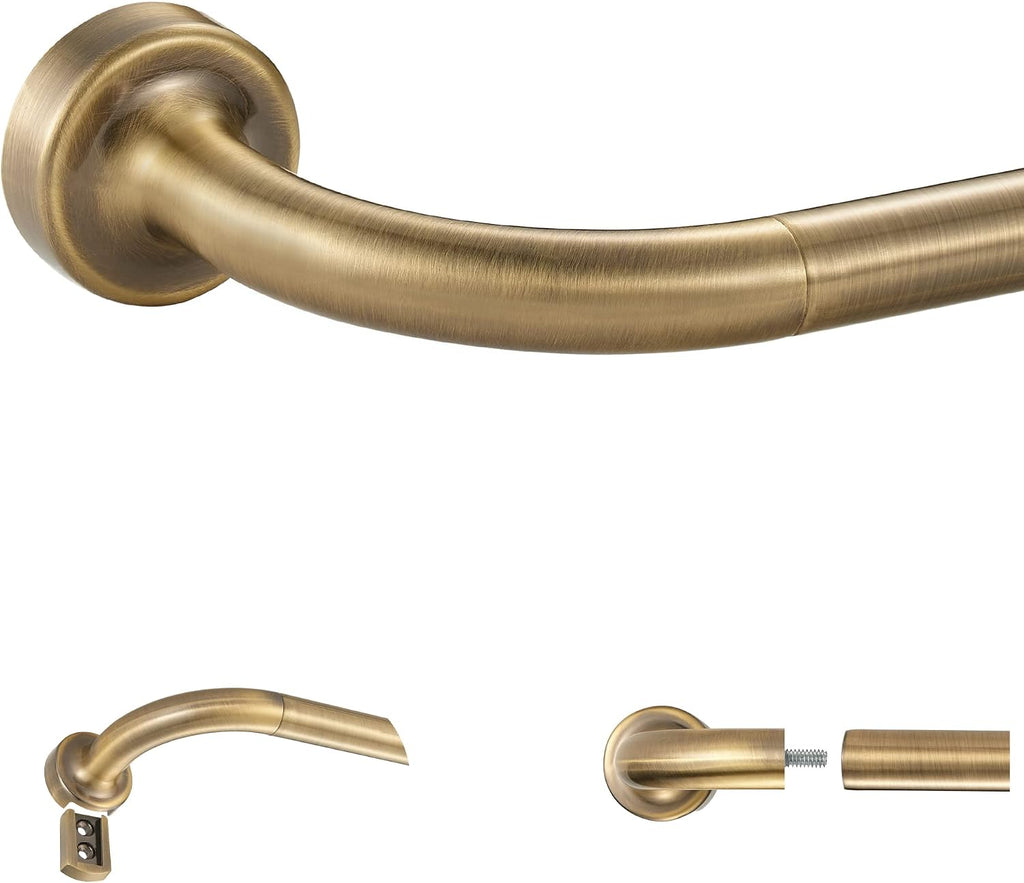 Antique Bronze Disc Curtain Rods, 84-144 Inches Window Curtain Rod,Adjustable Room Darkening Drapery Rod with