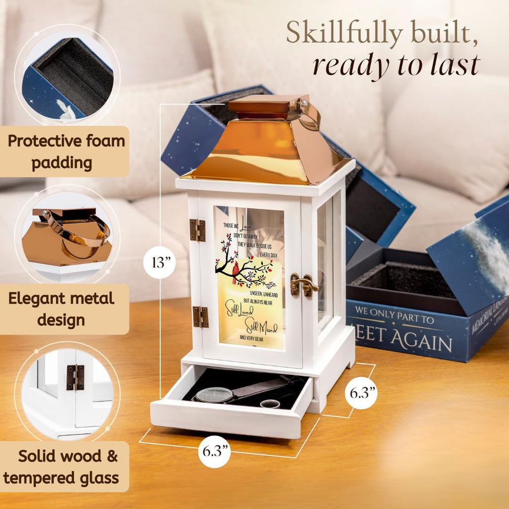 Memorial Lantern with Photo Frame & Keepsake Drawer | Ready-to-Gift Box