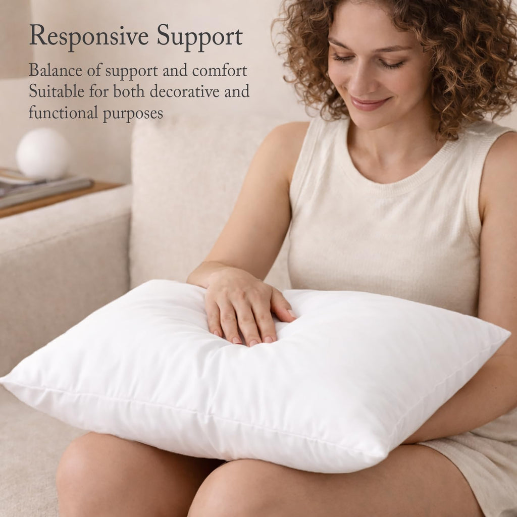 Feather Throw Pillow Inserts 22 x 22 (, White), Big Throw Pillows for Floor, Couch, Bed, Machine Washable - Set of 2