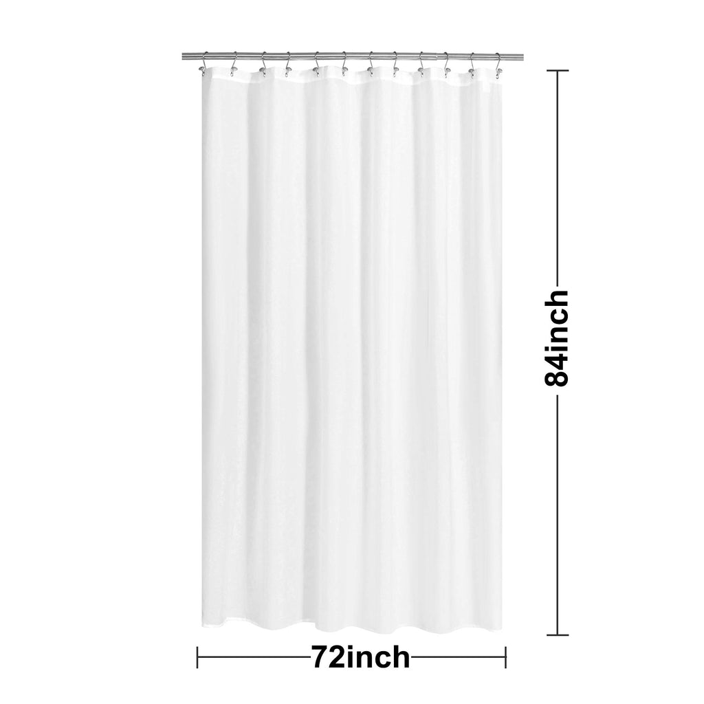 Fabric Shower Curtain Liner Extra Long 72 x 84 Inches, White