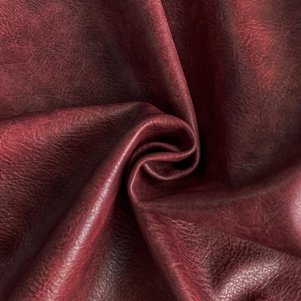 1 Yard Thick Faux Leather Fabric Soft Vegan Upholstery Fabric Artifical Sewing Leather Decor Performance (Reddish