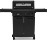 4-Burner Propane Gas Grill with Side Burner, 50,000 BTU BBQ Grill with Cast Iron Grates, Stainless Steel Griddle, and Heavy-Duty Construction for Patio and Backyard