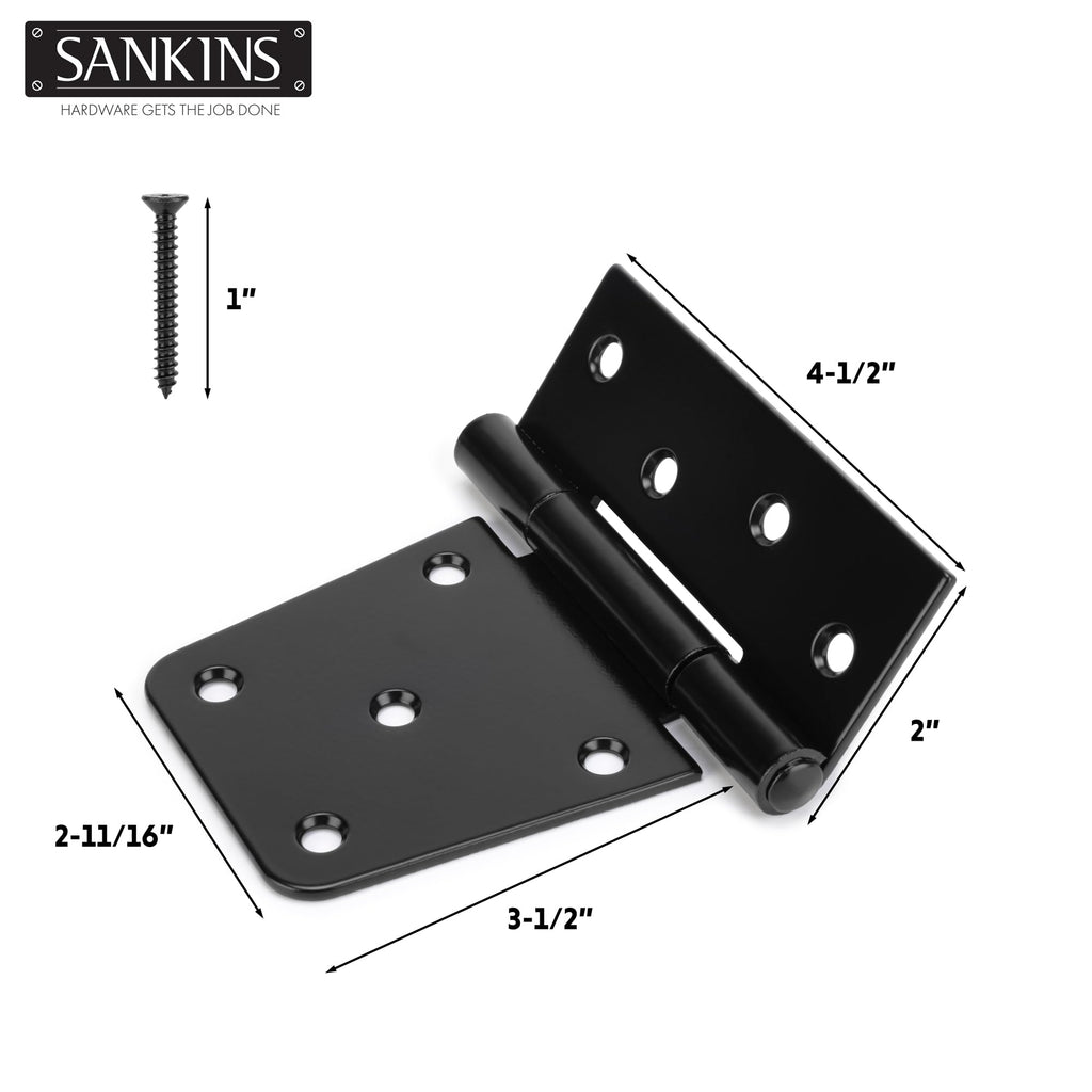 3-1/2" Heavy Duty Gate Hinges, Black Iron Door Hinges with Screws, Durable Gate Strap Hinges for Wooden Fences Gate