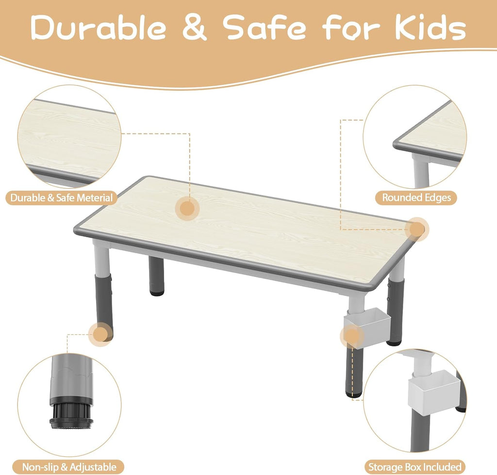 Kids Table with 6 Chairs Set, Toddler Activity Table with Chairs