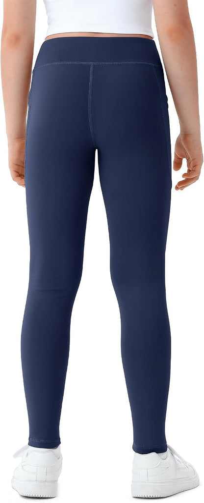 3 Pack Girls Athletic Leggings Kids Yoga Pants with Pockets