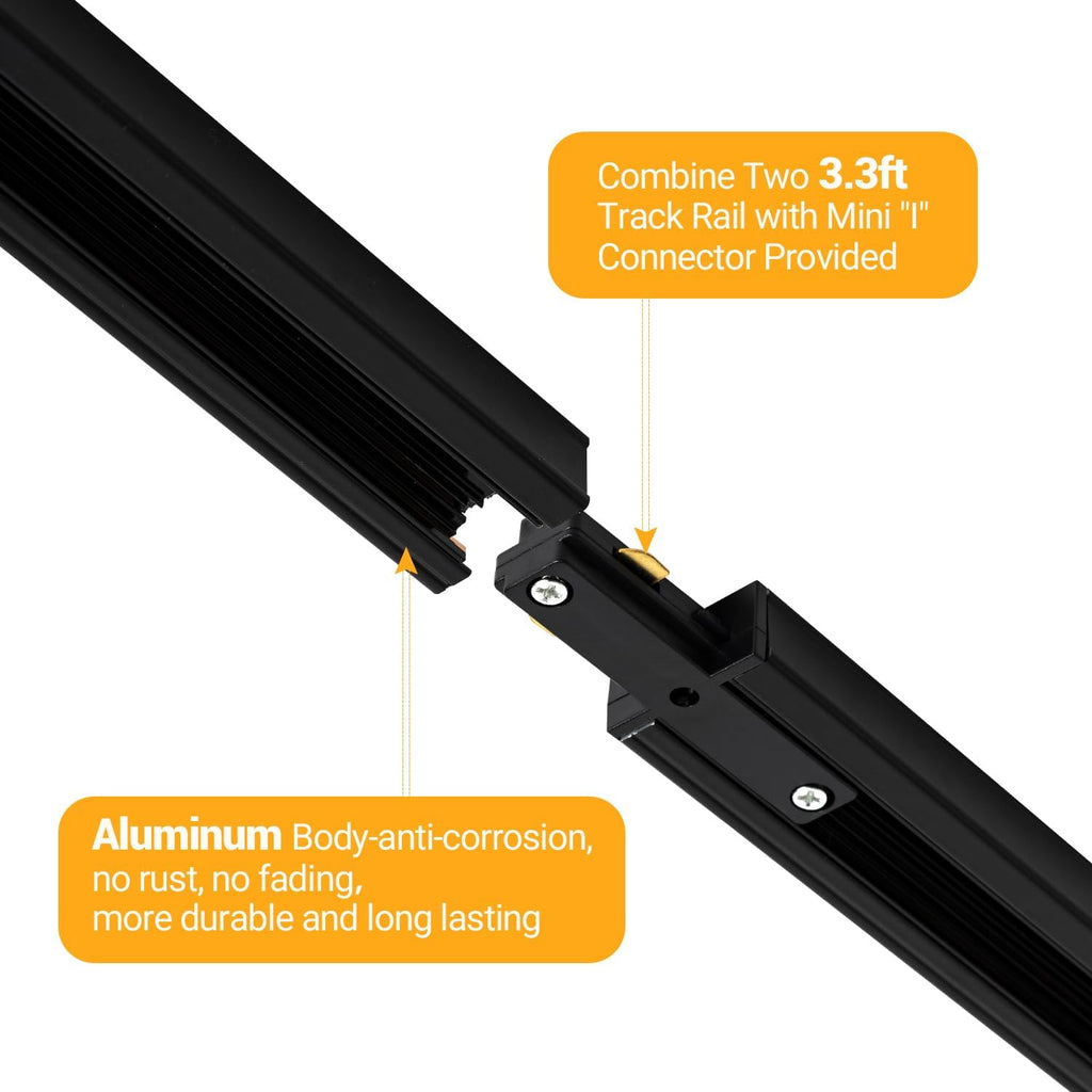 LED Track Lighting Kit with 13FT Rails, 10W Black