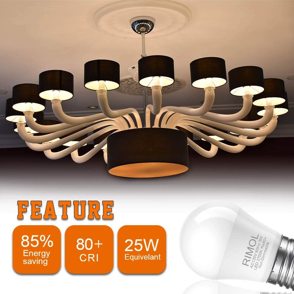 25 Watt Light Bulbs Equivalent, A15 3W LED Bulb Soft White 2700K Energy Saving Low Watt Light Bulbs, E26 Base Bulb (4
