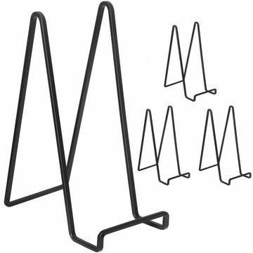 4 Pack 8.5 Inch Black Picture Stands for Display Square Plate Holder Display Stand Frame Stand for Picture
