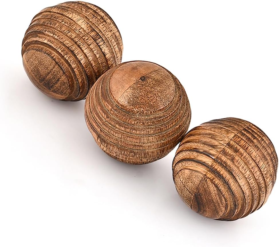 Decorative Ball Mango Wood Round Balls for Centerpiece or Individual Use (), (3" x 3" x 3") - Set of 3