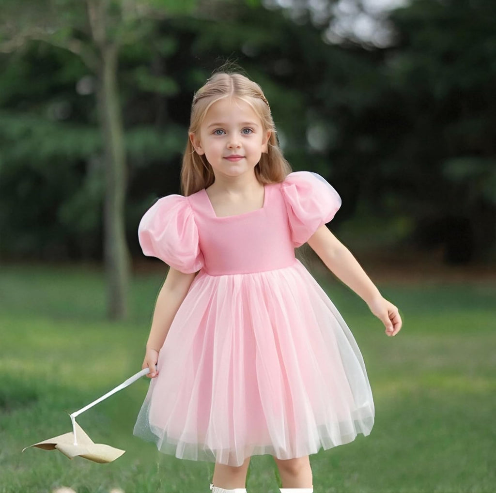 Summer Toddler Girl Dresses Tutu A Line Puffy Short Sleeve Casual Flower Girl Dress for Birthday Party 1