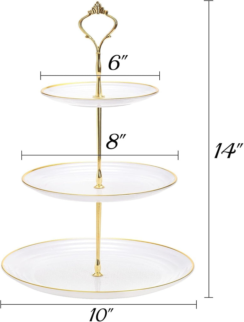 Tiered Cupcake Stand, Plastic Cupcake Stand Tower, 3 Tier Round Shape Dessert Serving Tray, White Cookie Candy - Set of 3