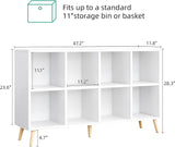 8-Cube Bookshelf 2 Tier Modern Bookcase with Legs, 11in Shelf Opening, 47" Wood Bookshelves Storage Organizer Shelf