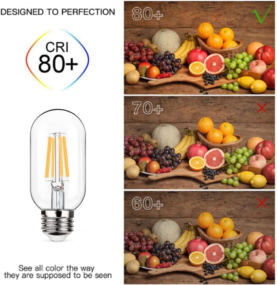 T45 LED Filament Bulb 2W, 20W Equivalent 150 Lumens, E26 Medium Screw Base, Dimmable Vintage Style Bulb, Soft Warm