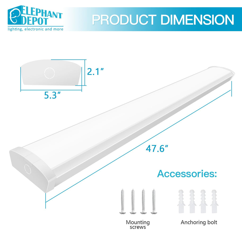 4PK 4FT LED Wraparound Light, 48 Inch Garage Ceiling Lights, 24/31/38/46W - 5CCT