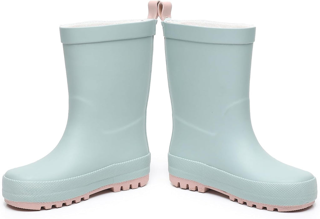 Toddler Rain Boots with Easy-On Handles, Waterproof Kids Rain Boots for Girls & Boys, Fun Printed & Colors