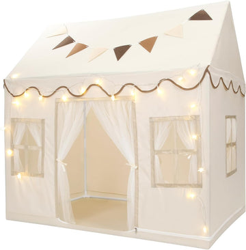 Kids Play Tent, Toddlers Large Playhouse with Star String, Flag, Machine Washable, Indoor and Outdoor Play Tent