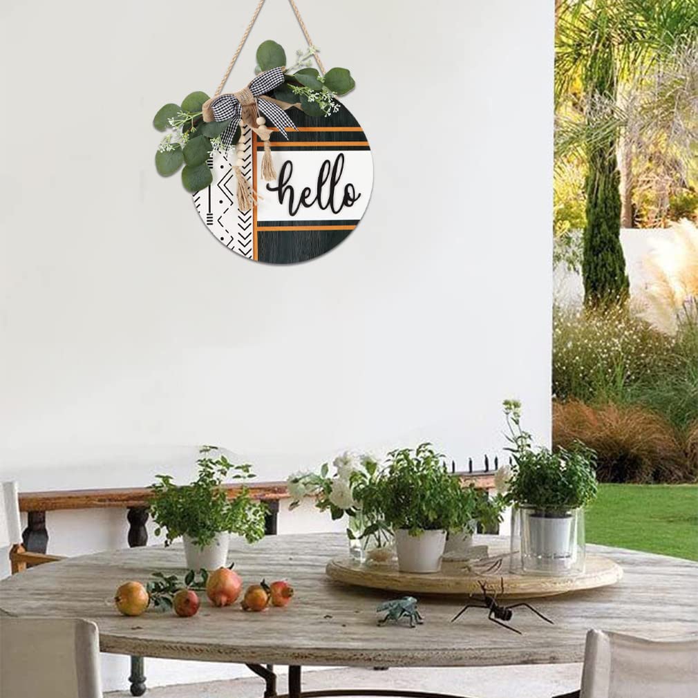 Boho 3D Hello Front Door Sign Wreath Decor 12x12 inch
