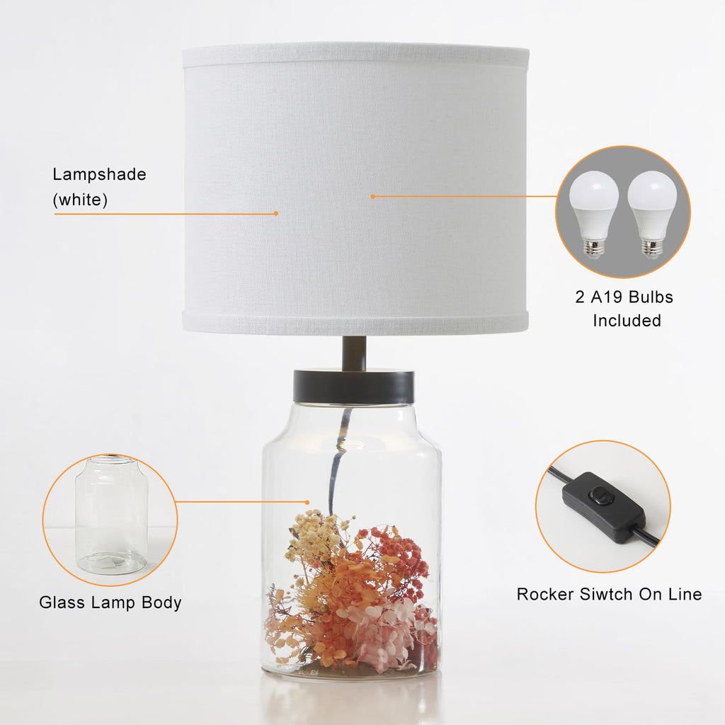 Fillable Table Lamp, Bedside Lamp with Clear Glass