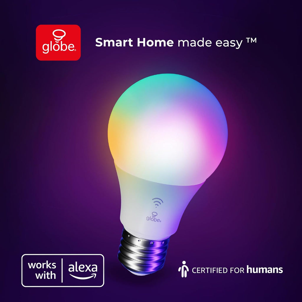 Color-Changing A19 LED Smart Light Bulb, 2.4 GHz Wi-Fi, 60W Equivalent 800LM, Works with Alexa Only, 1-Pack