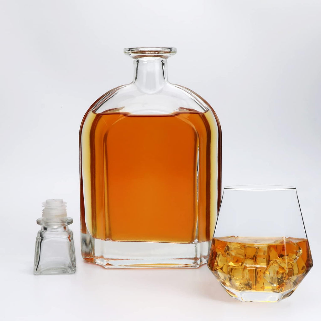 24oz Whiskey Glass Bottle,Decanter Set with Glasses,Delicate Decanter Set for Tequila, Brandy, Scotch & Vodka, Gifts - Set of 5