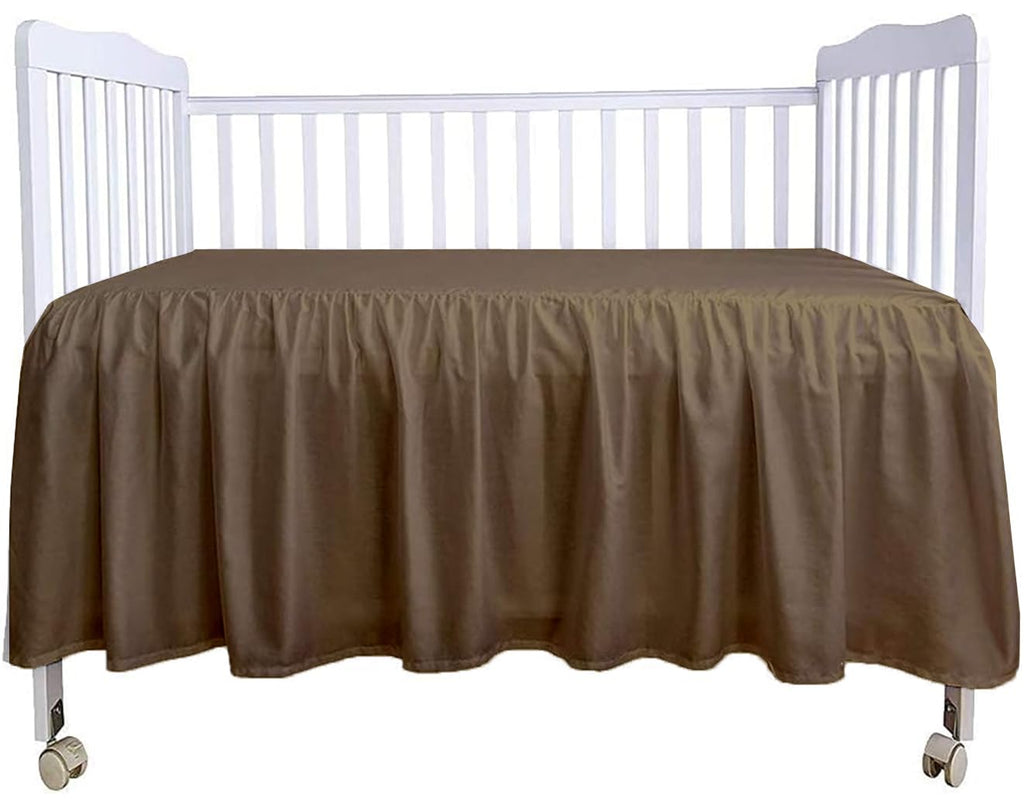 Crib Bed Skirt 28" x 52" with 14" Drop - Split Corners Dust Ruffle, Microfiber - Breathable, Durable, Elastic
