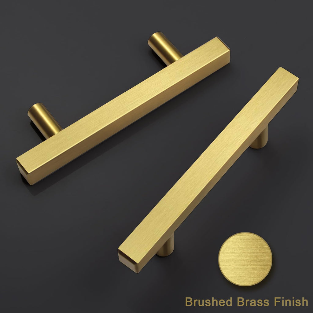 30 Pack Brushed Brass Cabinet Handles 3 Inch Gold Cabinet Pulls Modern Square Drawer Pulls Brass Gold Dresser Pulls