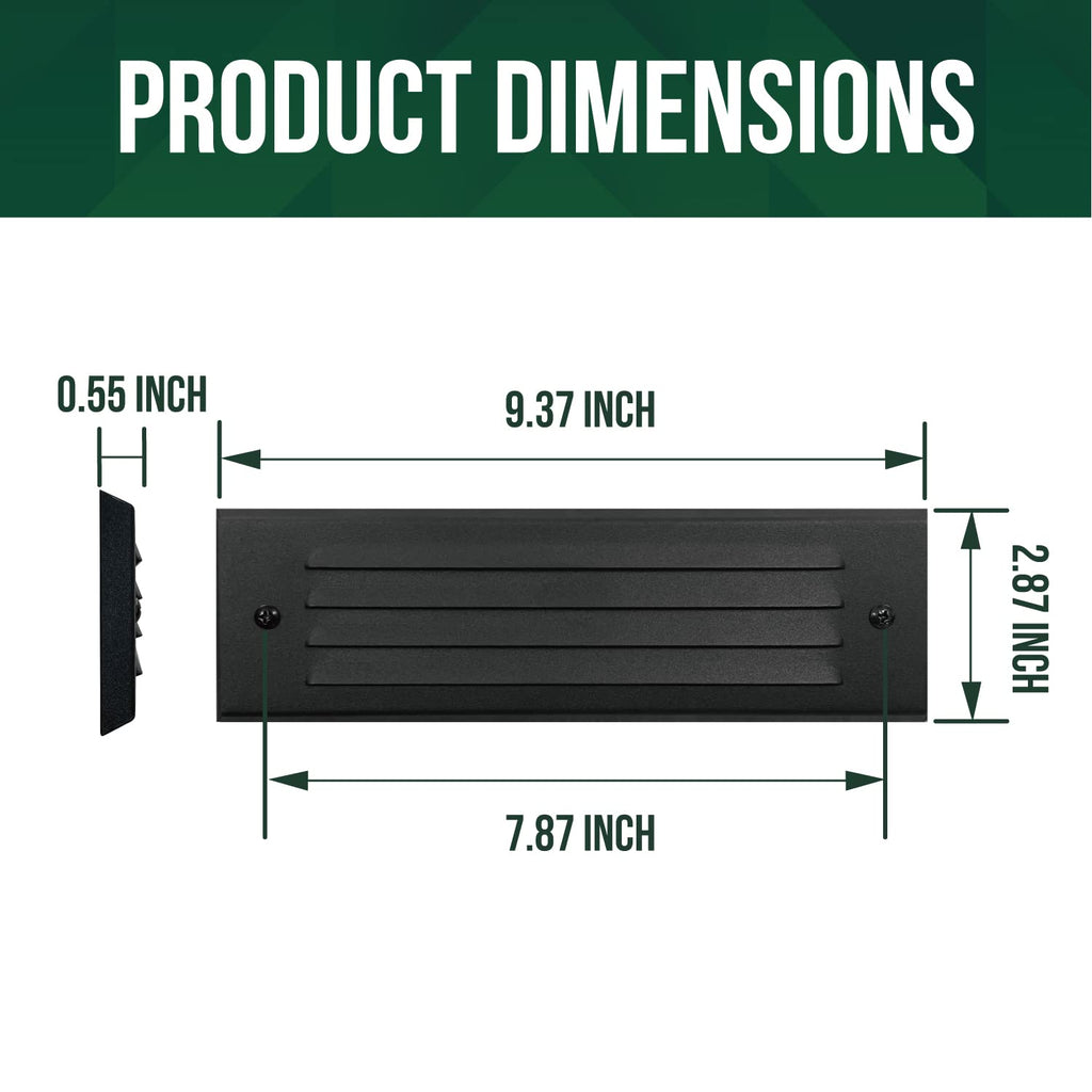 Low Voltage LED Step Lights, 4W 12V Surface Mount Light with Horizontal Louvered Faceplate, Steps Decks Pathway