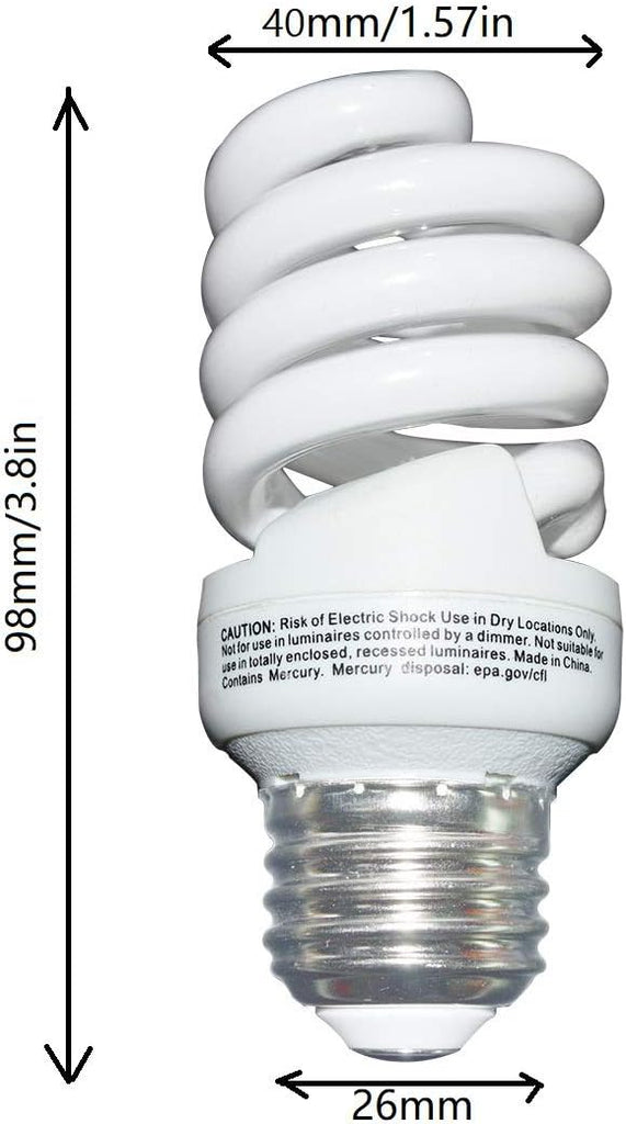 13 Watt (60 Watt) Compact Fluorescent Light, Soft White 2700K, 1040LM, Spiral Medium Base CFL Light Bulbs (4 Pack)