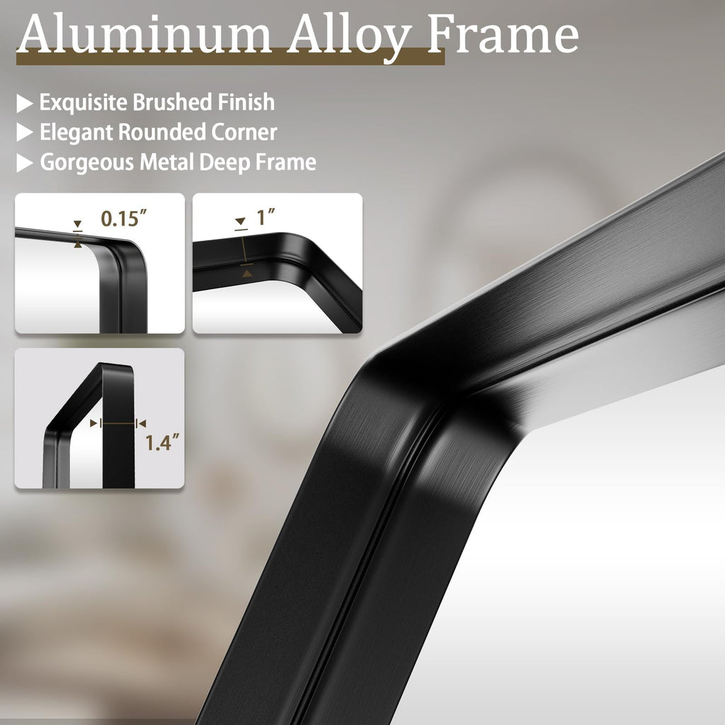 Bathroom Mirror 30"x48", Black Gorgeous Deep Frame Wall Mirror