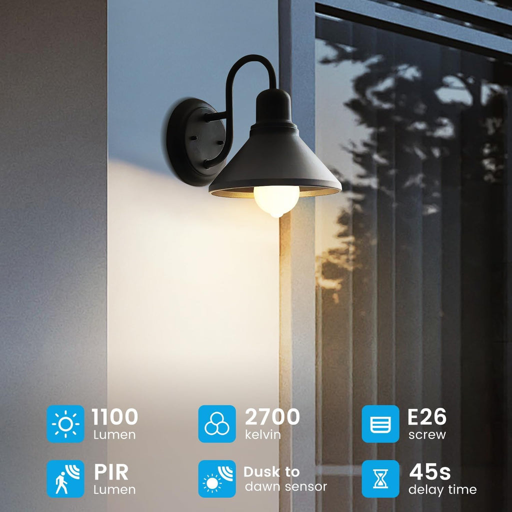 Motion Sensor Light Bulbs Dusk to Dawn 13W 100W Equivalent 1100lm Movement Activated Security LED Light Bulb 2700K