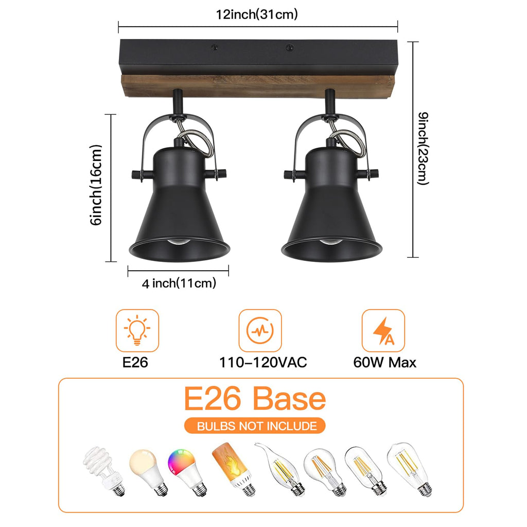 Track Light Fixtures, Adjustable Ceiling/Wall Mount, Industrial Black Kitchen Track Lighting