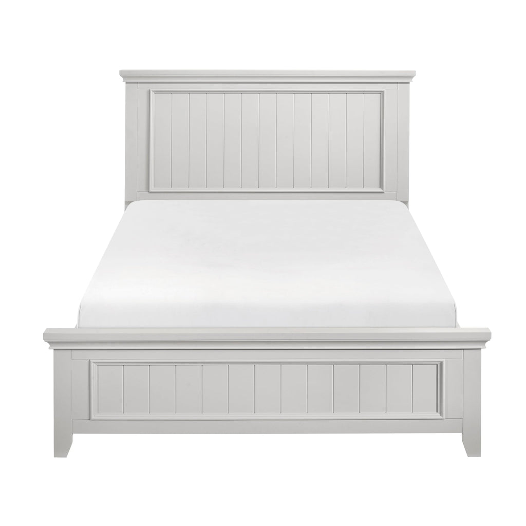 Farmhouse Panel Bed White Wood Shiplap Headboard Frame