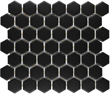 1.5" Black Matte Hexagon Wall Floor Tile (10 Sheets)