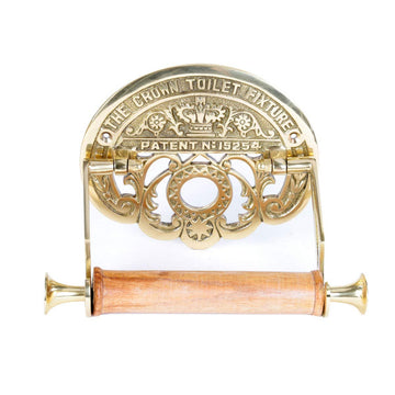 Bright Brass Wall Mount Toilet Paper Holder 7.25" Wide Vintage Crown Style Solid Brass Easy Install Toilet Tissue