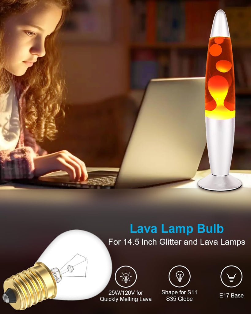 Lava Lamp Bulb 25 Watt, E17 Intermediate Base 6 Packs The Lava Original Replacement Bulb for 14.5-Inch Lava Lamp