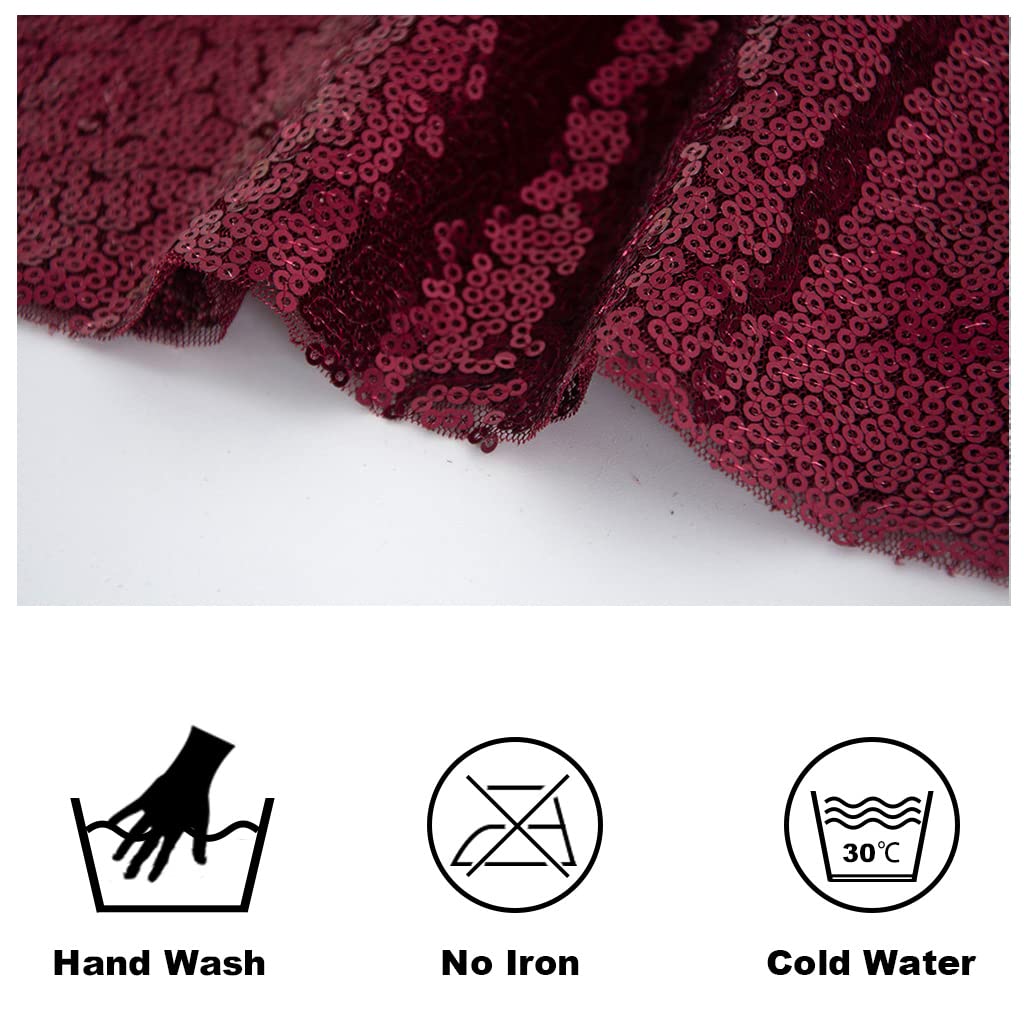Fabric By The Yard Burgundy Sequin Fabric Glitter Fabric Shower Curtain Lining Fabric By The Yard for Dress Clothing