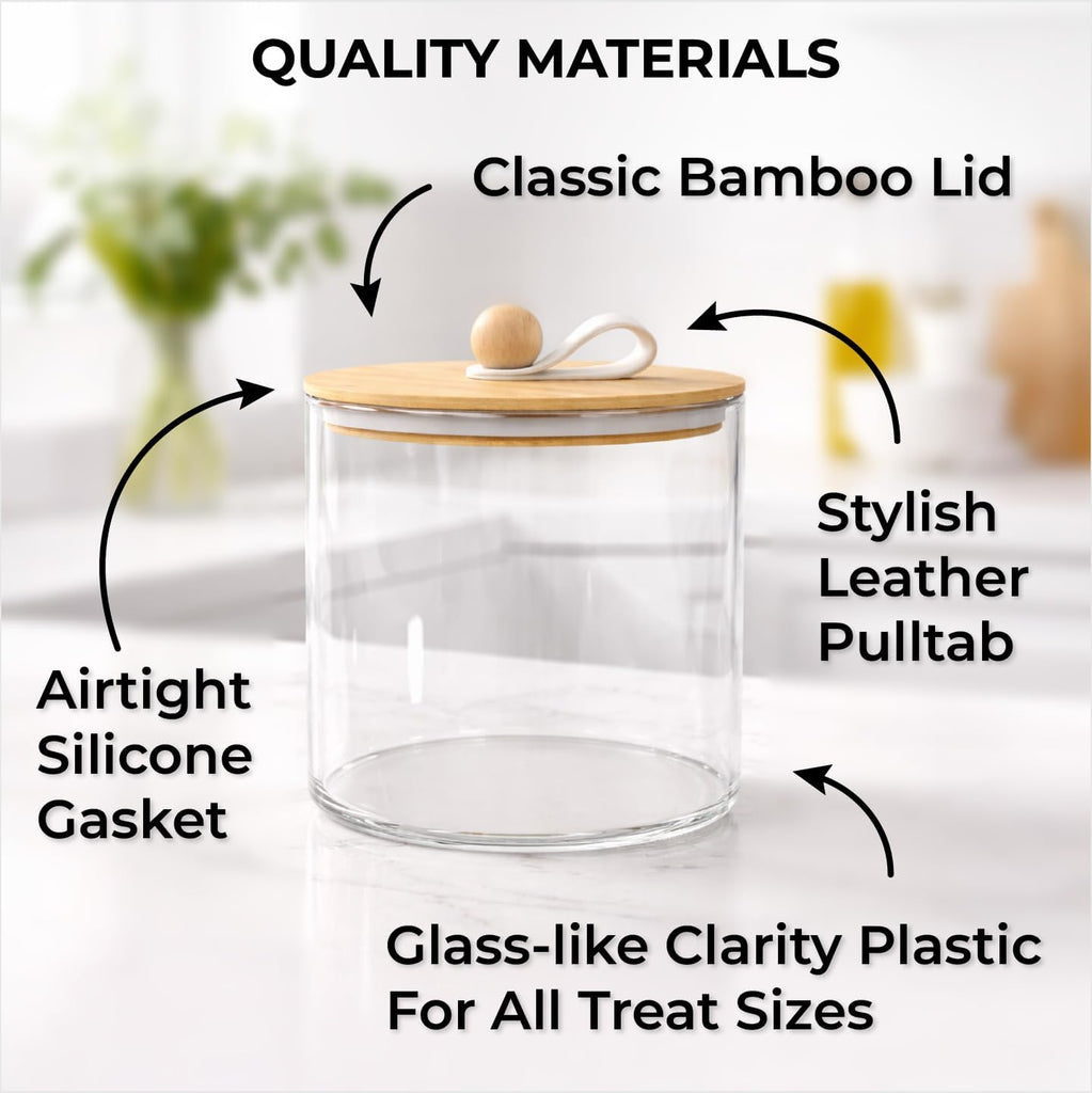 Dog Treat Container Airtight & Dog Treat Jar With Lid: Pet Food Storage