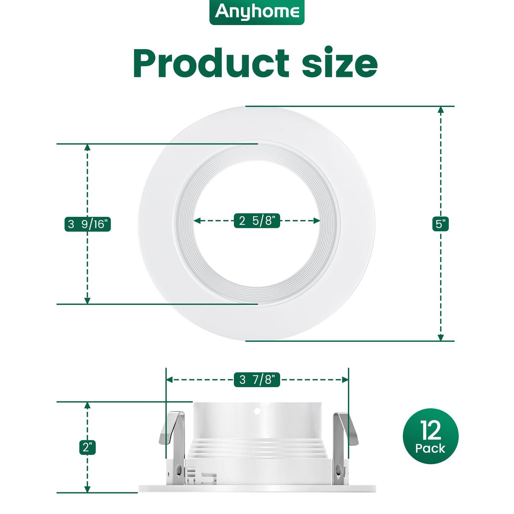 4 Inch Recessed Lighting Trims 12 Pack, White, Prevent Yellowing