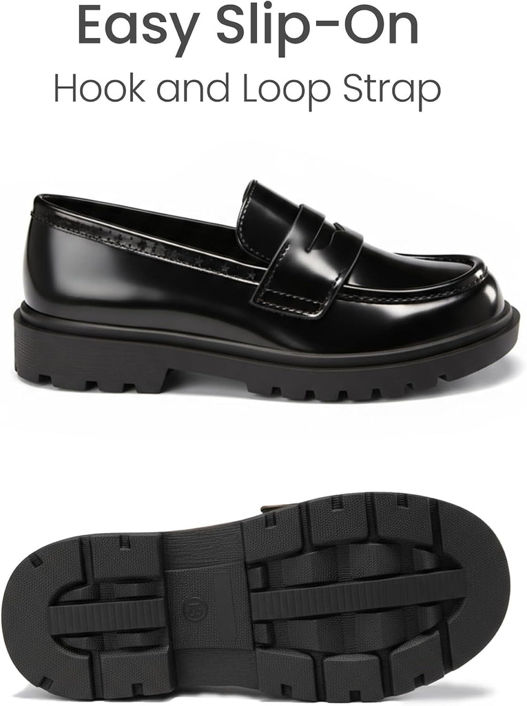 Kids Loafers Boys Dress Shoes for Girls School Penny Loafers Chunky Platform Slip On Flats Uniform Church Moccasins