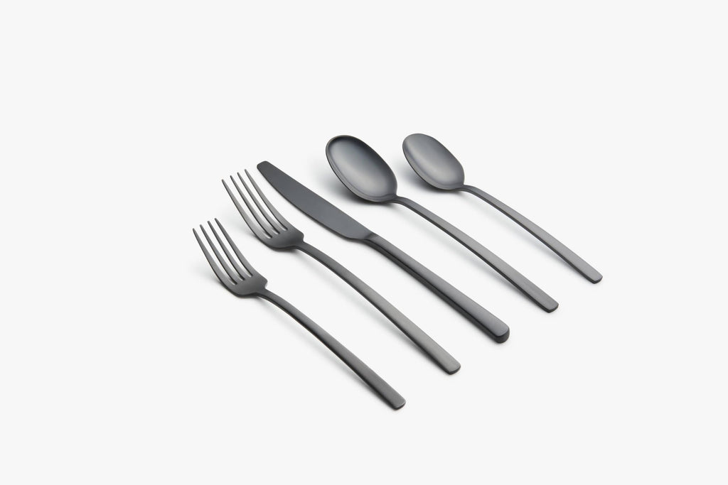 Beacon Black Satin 45-Piece Silverware Set for 8, Flatware
