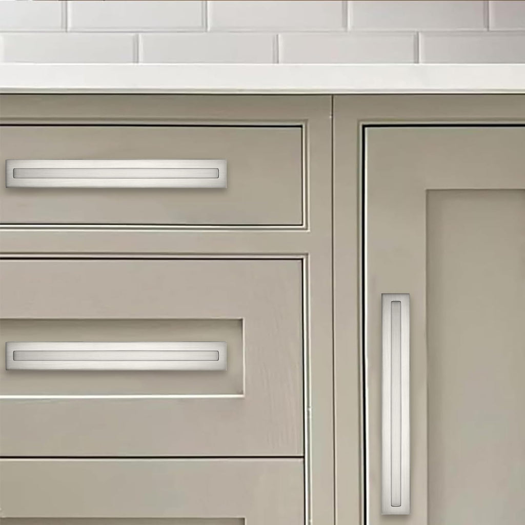 5 Pack 3 Inch Hole Center Brushed Satin Nickel Cabinet Pull with Backplate Solid Heavy-Duty Handles with Base Plate
