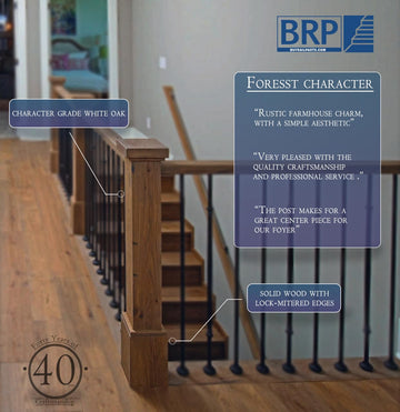 White Oak Box Newel Post, Rustic Style, 4.75"