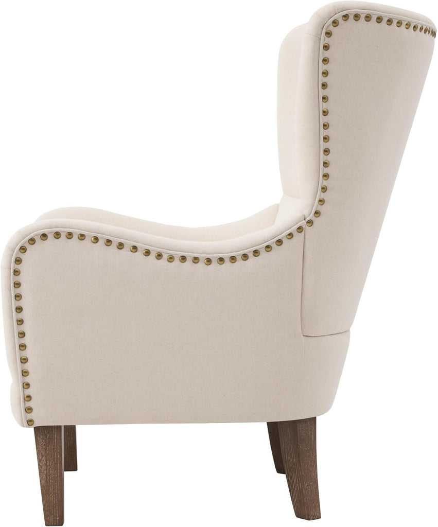 High Wingback Accent Chair and Ottoman Set, Mid-Century Modern Club Comfy Reading Armchair, Lazy Side Sofa Chair