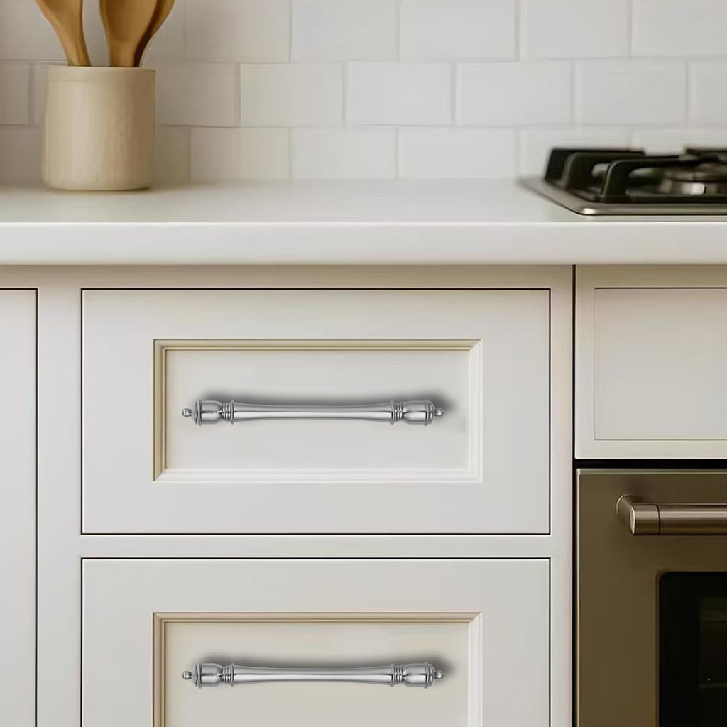 10 Pack 6 inch(152mm) Hole Center Brushed Nickel Cabinet Pulls Heavy-Duty Solid Satin Nickel Cabinet Hardware Drawer