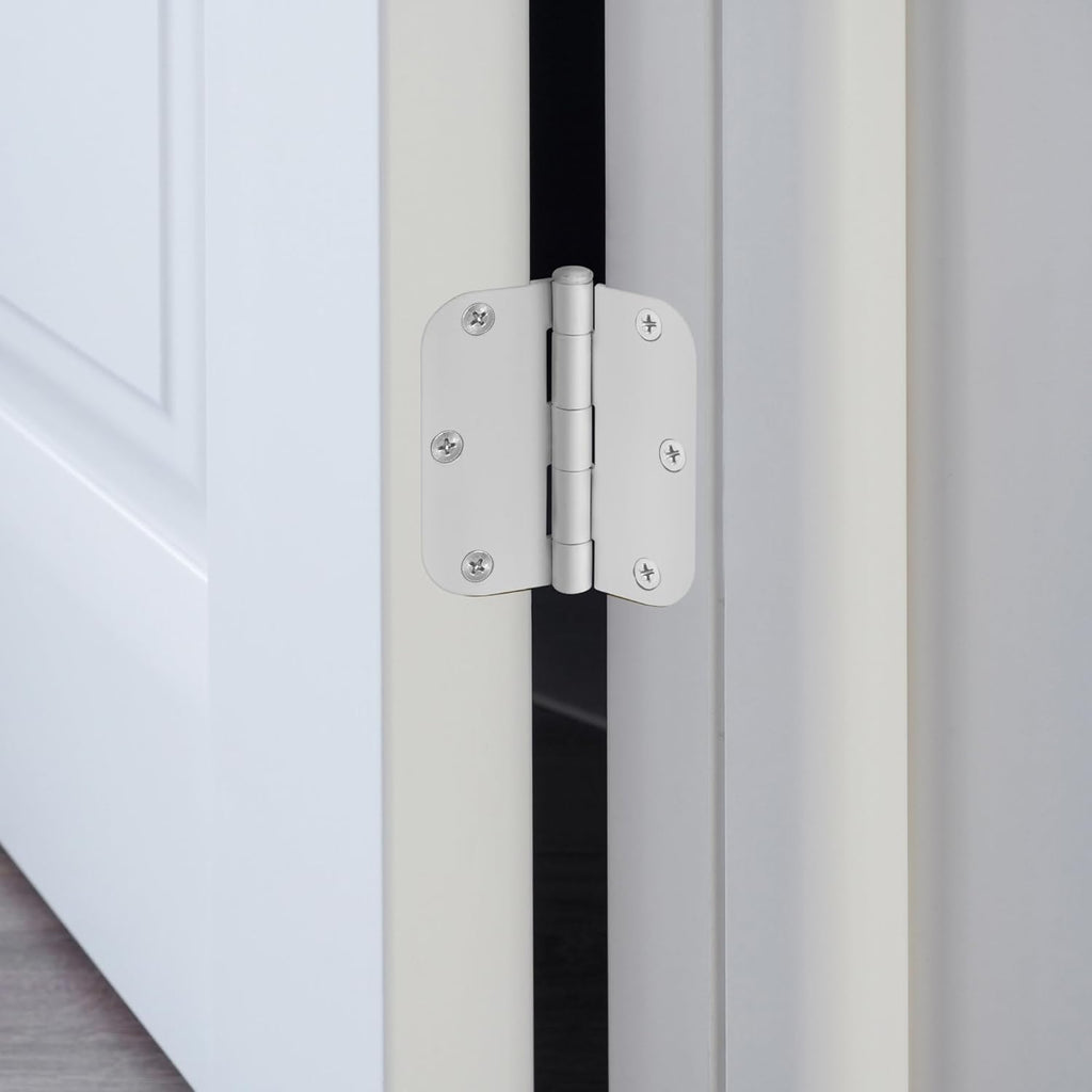 Plain Bearing Door Hinge 9-Pack, 3-1/2 x 3-1/2 in. 5/8 in. Radius, White, Steel, Removable Pin, 189829