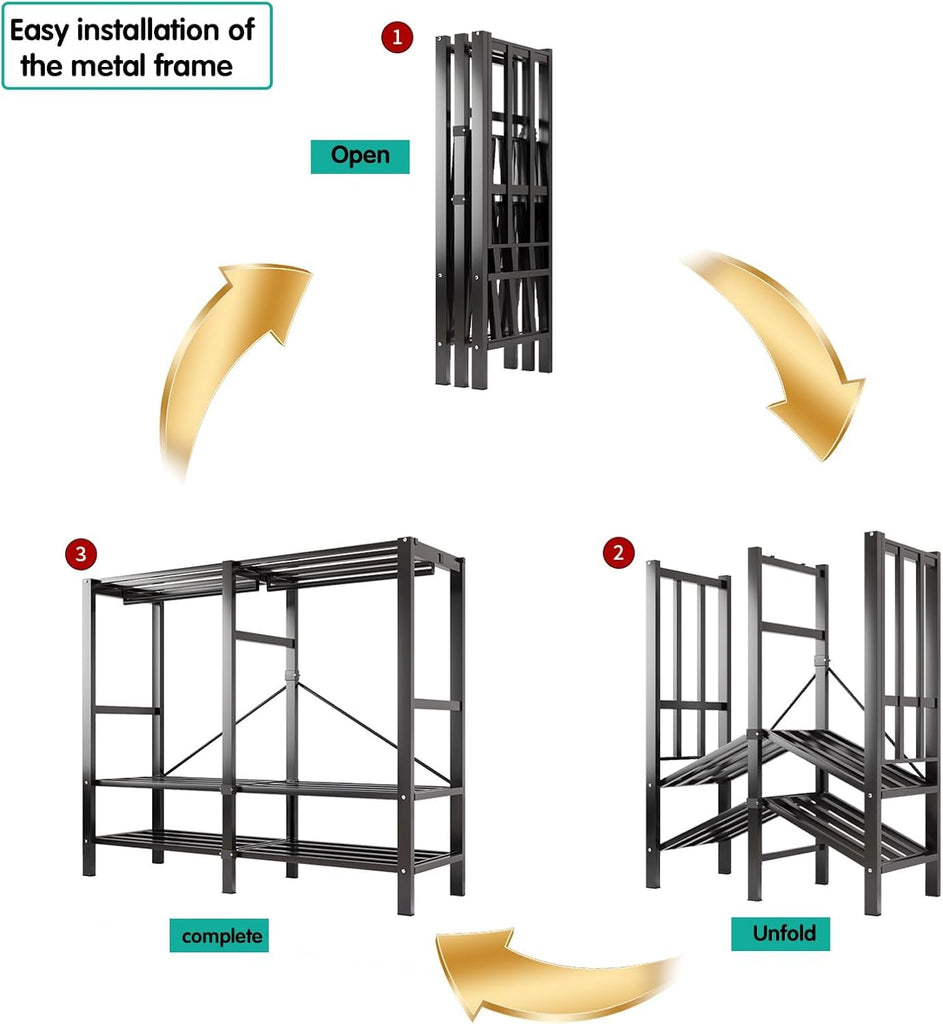 Heavy Duty Portable Closet with Cover Foldable Covered Clothes Rack for Hanging Clothes Armoire Wardrobe Closet