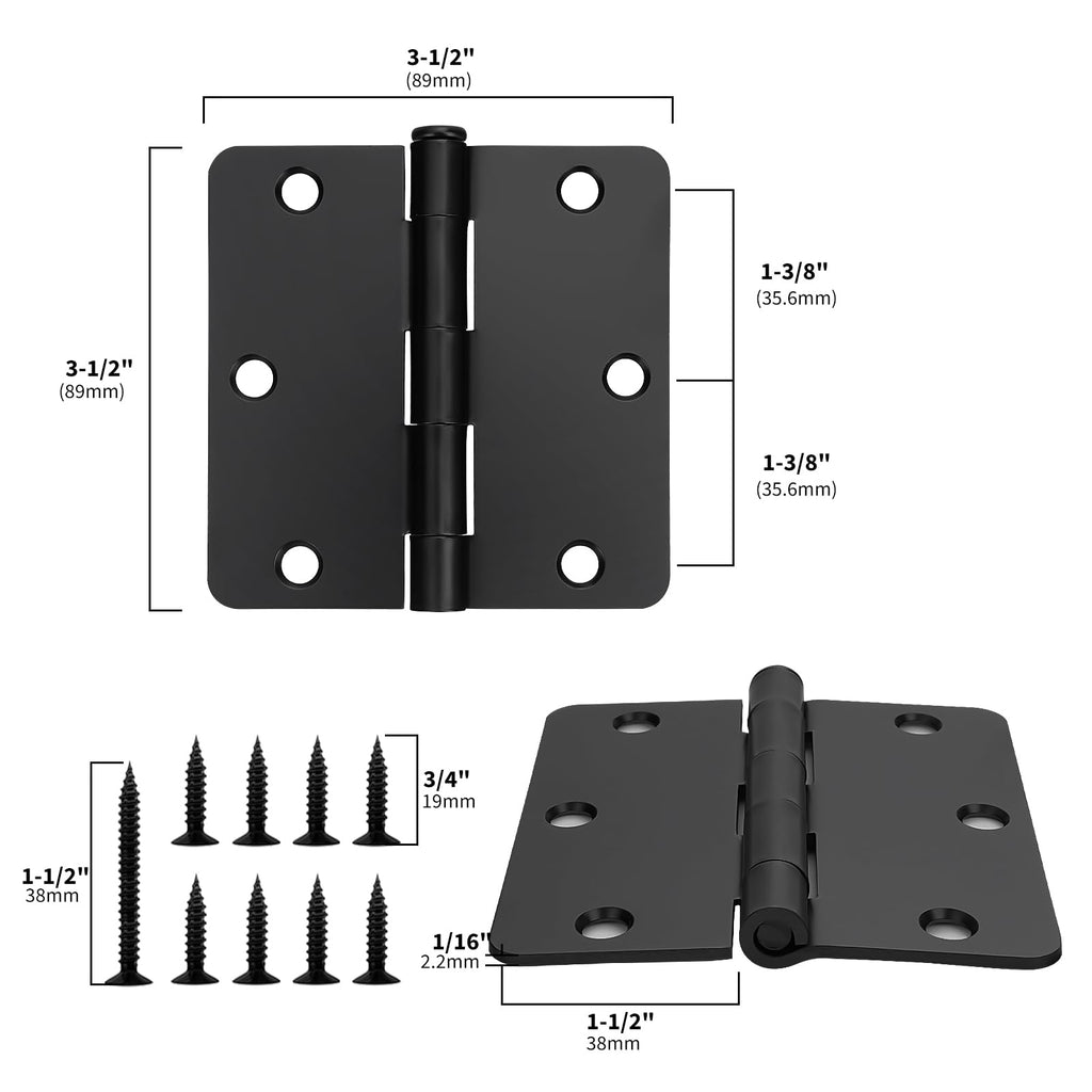 Door Hinges Heavy Duty Interior & Exterior Door Hinge 48Pack Matte Black